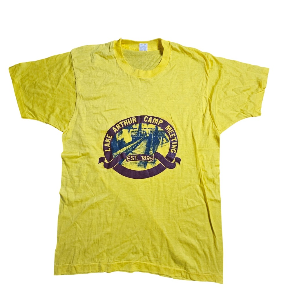Vintage 1985 Lake Arthur Camp Meeting T-Shirt L Screen Stars USA Made Retro